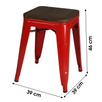 Lot de 4 tabourets style industriel en métal, coloris rouge – Collection FACTORY.