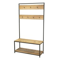 Meuble porte-manteaux avec 2 étagères range-chaussures – 100x39xH180 cm – Collection OAKLANDER