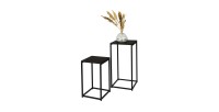 Lot de 2 sellettes design SOHO, structure et plateau en métal noir.