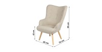 Fauteuil de salon en tissu beige avec pieds en bois collection ENJOY. Style scandinave