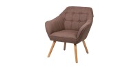 Fauteuil en tissu taupe avec pieds en bois – 74x70xH85 cm, hauteur d'assise 43 cm – Collection ARCTIKA