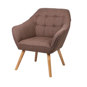 Fauteuil en tissu taupe avec pieds en bois – 74x70xH85 cm, hauteur d'assise 43 cm – Collection ARCTIKA