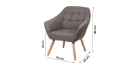 Fauteuil en tissu gris foncé avec pieds en bois – 74x70xH85 cm, hauteur d'assise 43 cm – Collection ARCTIKA