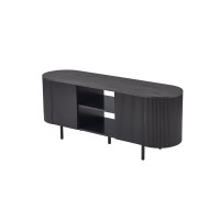 Meuble TV VAGOS – 2 niches et 2 portes – Dimensions L140 x H57,5 x P40 cm – Coloris brun foncé – Style Design