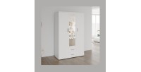 Armoire 3 portes avec miroir TOM – Dimensions H185 x L120 x P52 cm – Coloris blanc – Style design