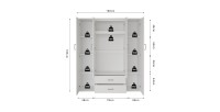 Armoire 4 portes avec 2 miroirs TOM – Dimensions H185 x L160 x P52 cm – Coloris blanc – Style design