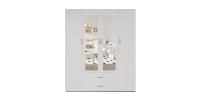 Armoire 4 portes avec 2 miroirs TOM – Dimensions H185 x L160 x P52 cm – Coloris blanc – Style design