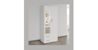 Armoire 2 portes avec miroir TOM – Dimensions H185 x L80 x P52 cm – Coloris blanc – Style design