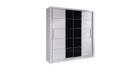 Armoire 2 portes coulissantes - blanc et noir - Collection BRESCIA