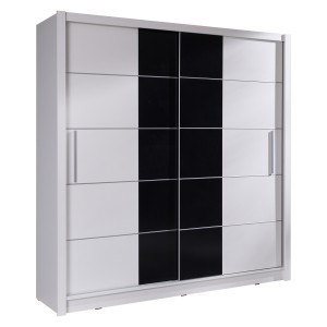 Armoire 2 portes coulissantes - blanc et noir - Collection BRESCIA