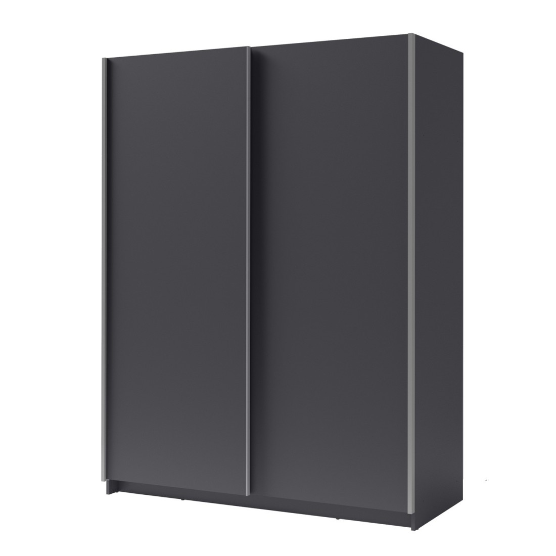 Armoire 2 portes coulissantes - Collection GOZU - Coloris gris graphite - 150 x 198 x 62 cm