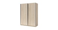 Armoire 2 portes coulissantes - Collection GOZU - Coloris chêne sonoma - 180 x 198 x 62 cm