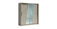 Armoire 2 portes coulissantes avec miroir oblique 205 cm - chêne sonoma - Collection BAHIA