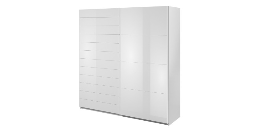 Armoire 2 portes coulissantes 200cm Coloris blanc avec miroir. Collection FLOYD