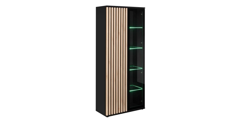 Vitrine haute design collection DEAN – 2 portes avec éclairage LED intégré