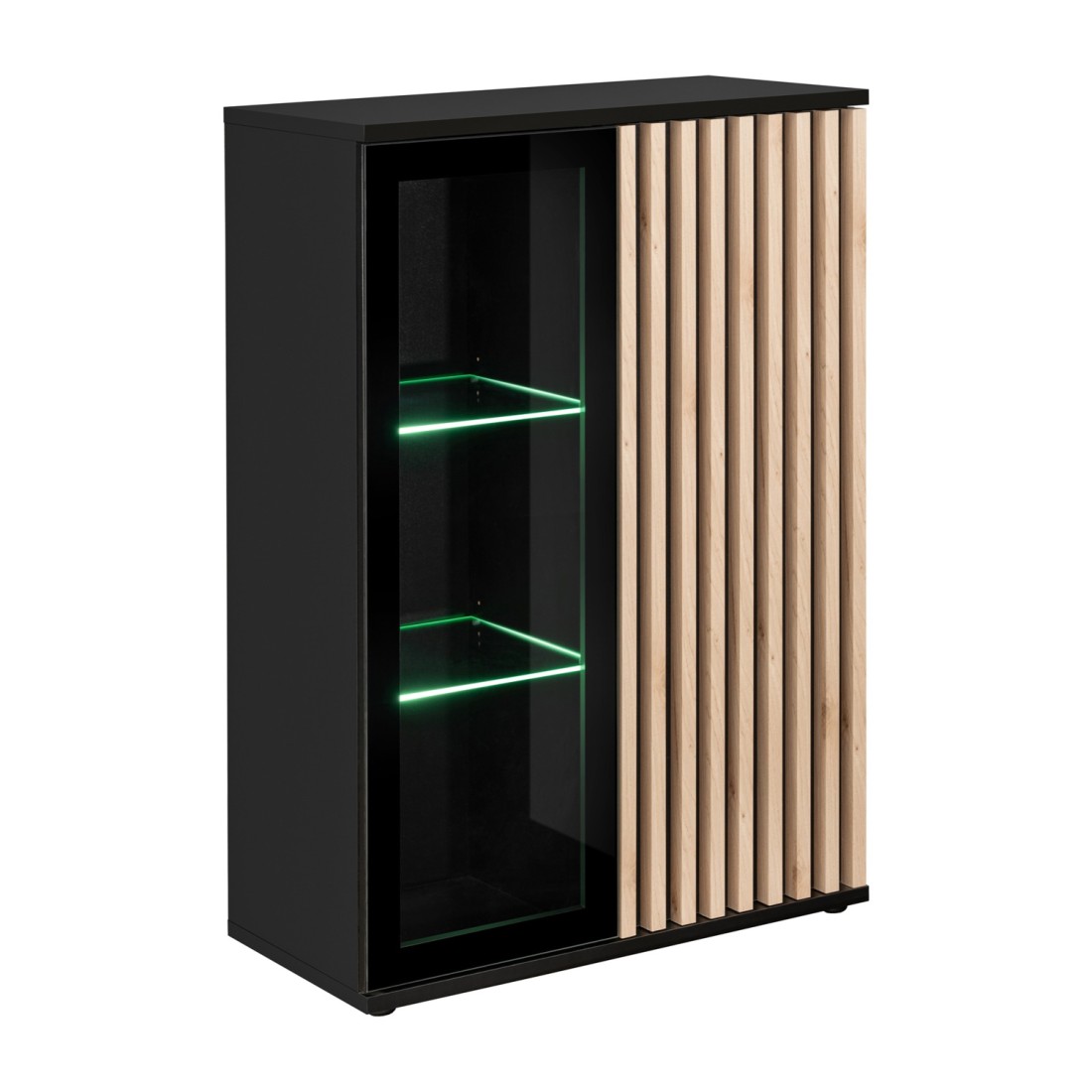 Vitrine basse design collection DEAN – 2 portes avec éclairage LED intégré