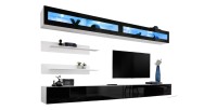 Set di mobili sospesi con LED della collezione FLY. Colori bianco e nero.