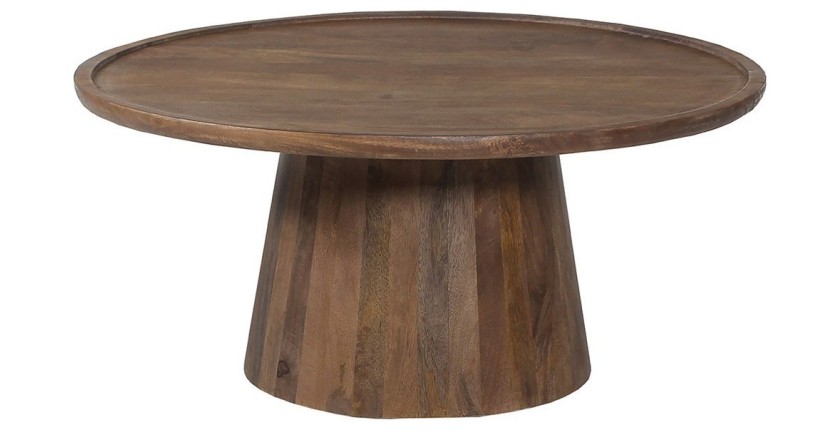 Table basse ronde en bois massif collection JAKARTA - Style ethnique et design - Diamètre 80cm