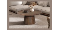 Table basse ronde en bois massif collection JAKARTA - Style ethnique et design - Diamètre 80cm