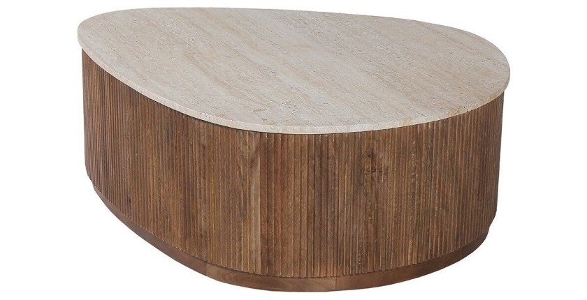 Table basse en bois massif collection DELHI 100cm - Style ethnique et design