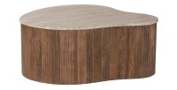 Mesa baja de madera maciza colección DELHI 80cm - Estilo étnico y diseño