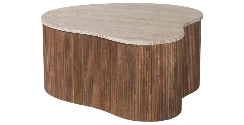 Table basse en bois massif collection DELHI 80cm - Style ethnique et design