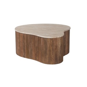 Table basse en bois massif collection DELHI 80cm - Style ethnique et design