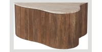 Mesa baja de madera maciza colección DELHI 80cm - Estilo étnico y diseño