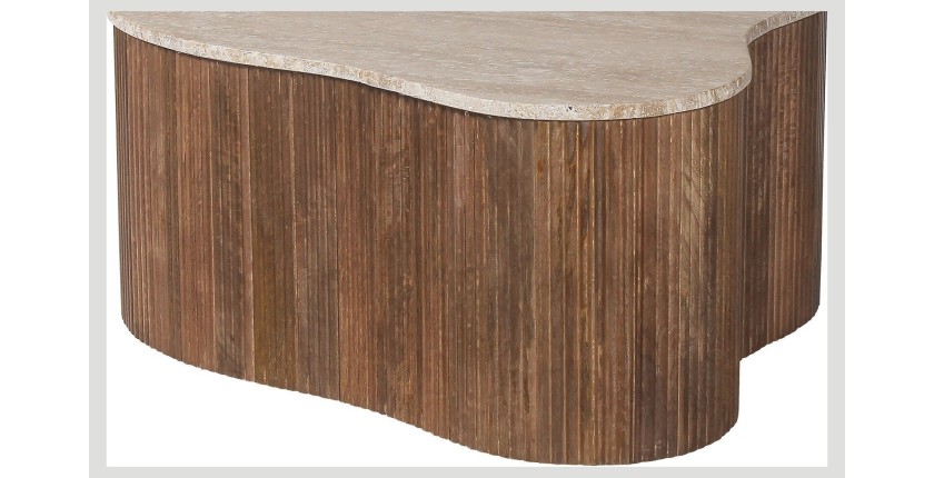 Mesa baja de madera maciza colección DELHI 80cm - Estilo étnico y diseño