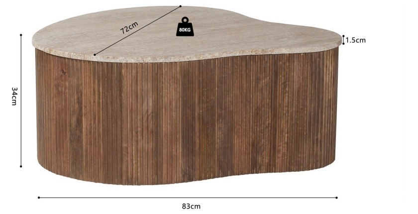 Table basse en bois massif collection DELHI 80cm - Style ethnique et design