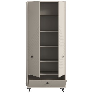 Armoire de rangement LUNA – Beige mat – 3 portes, 6 niches – À poser