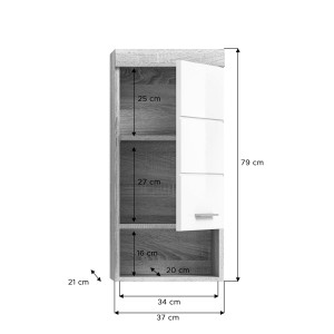 Ensemble de meubles de salle de bain RIDLEY – Meuble sous vasque, rangement miroir, 2 demi colonnes – Blanc et chêne clair