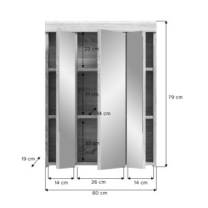 Ensemble de meubles de salle de bain RIDLEY – Meuble sous vasque, rangement miroir, 2 demi colonnes – Blanc et chêne clair