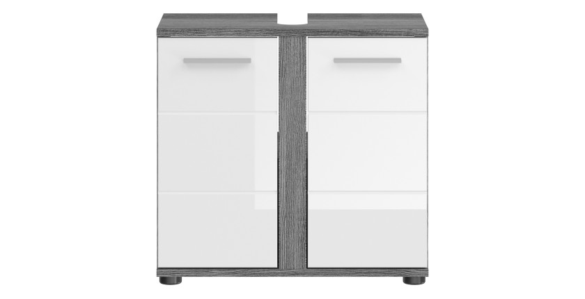 Ensemble de meubles de salle de bain WILLIAM – Gris foncé et blanc – 64x191x34 cm – Avec LED