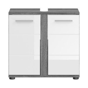 Ensemble de meubles de salle de bain WILLIAM – Gris foncé et blanc – 64x191x34 cm – Avec LED