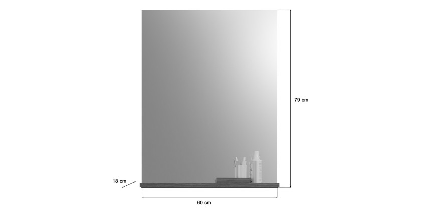 Miroir de salle de bain SCOTT – Gris foncé – 60x79x18 cm