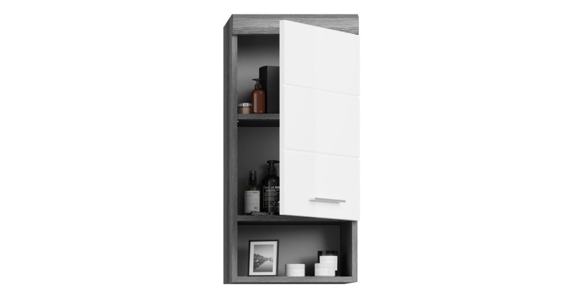 Demi-colonne de rangement SCOTT – 1 porte – Gris foncé et blanc – 37x79x24 cm