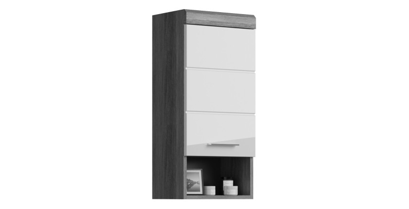 Demi-colonne de rangement SCOTT – 1 porte – Gris foncé et blanc – 37x79x24 cm