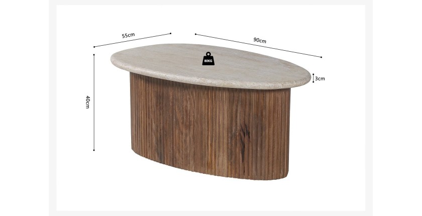 Table basse en bois massif collection DELHI 90cm - Style ethnique et design