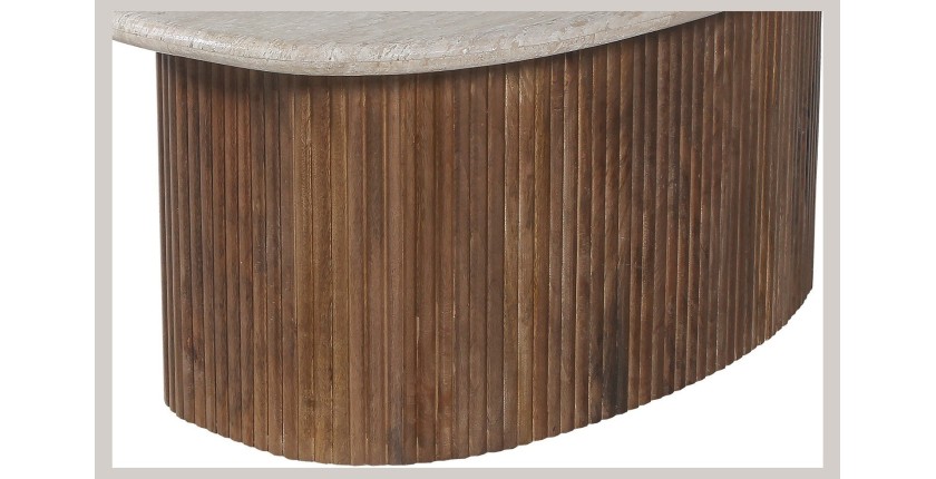 Table basse en bois massif collection DELHI 90cm - Style ethnique et design