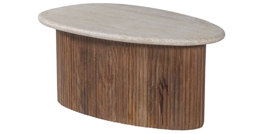 Table basse en bois massif collection DELHI 90cm - Style ethnique et design