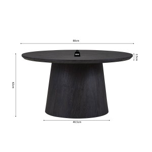 Table basse ronde BOKOR – Décor brun foncé – Forme originale – D80 x H42 cm