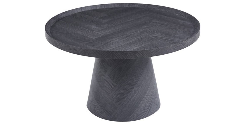 Table basse ronde collection CARLSEN – Décor gris foncé – Bord relevé – D80 x H47 cm