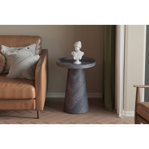 Table d'appoint ronde collection CARLSEN – Décor gris foncé – Bord relevé – D45 x H57 cm