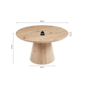 Table basse ronde collection TIGNES – Décor effet pin – D80 x H47 cm