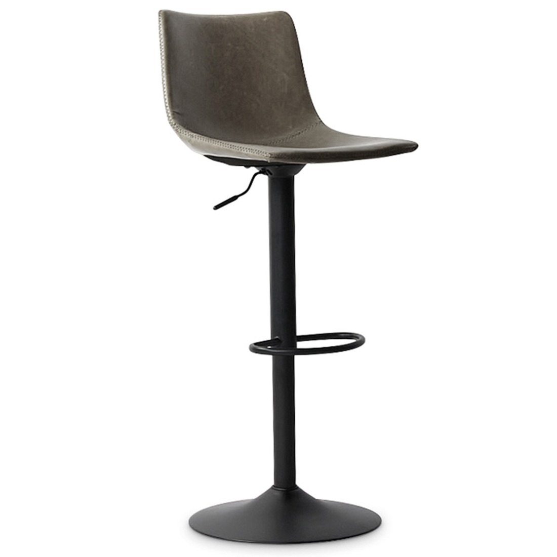 Tabouret de bar SOUL – PU gris – Hauteur réglable 88-109 cm – Pieds en métal – Style vintage