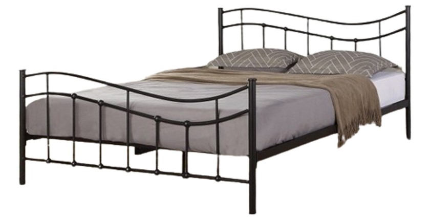 Lit ODETTE 160x200 cm – Métal noir – Sommier inclus – Élégance et robustesse