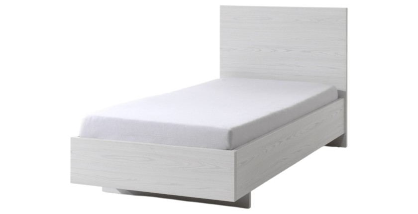 Lit enfant robuste 90x200 coloris blanc effet bois collection OLGA