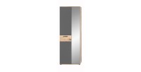 Armoire d'entrée avec miroir et penderie – Gris anthracite et chêne clair – SELMA 